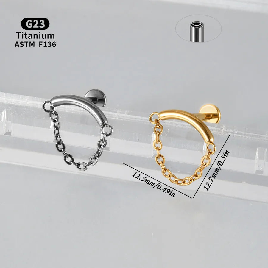 Arc Chain Earrings Titanium White Zircon Sea Horse Electroplated Fashionable Tulip Piercing Inner Tooth Ear Jewelry