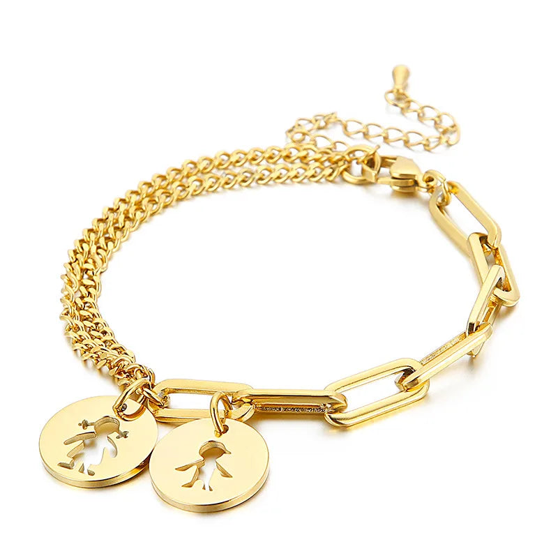 Fashion Cartoon Character Titanium Steel 18K Gold Plated Bracelets In Bulk