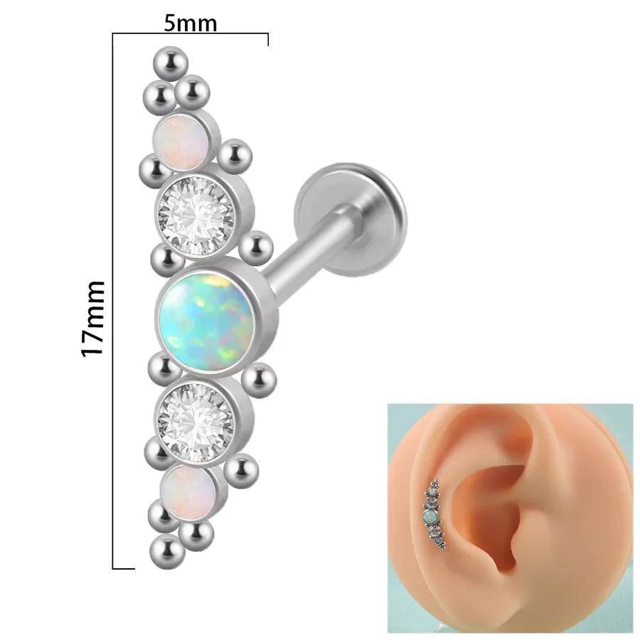 1 Piece Ear Cartilage Rings & Studs Simple Style Round 304 Stainless Steel Copper Zircon Inlay Resin Zircon