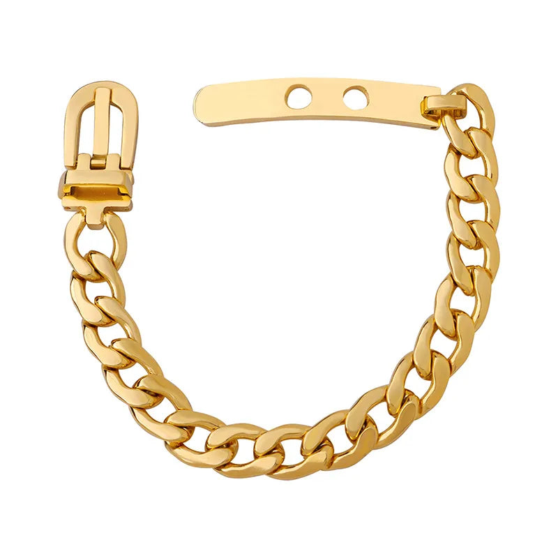 Hip-Hop Geometric 304 Stainless Steel 18K Gold Plated Bracelets In Bulk