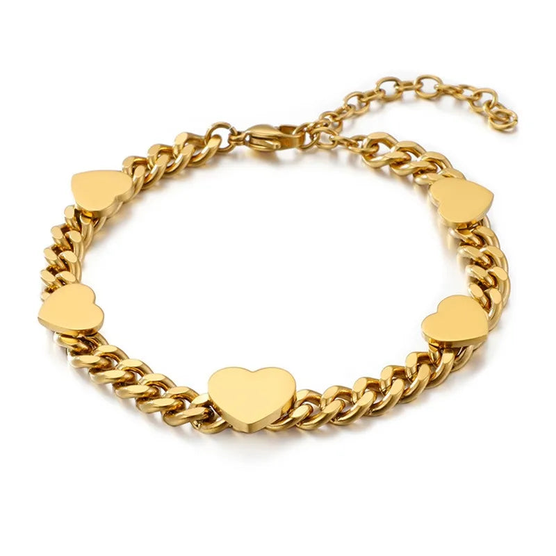 Heart Titanium Steel 18K Gold Plated Bracelets In Bulk