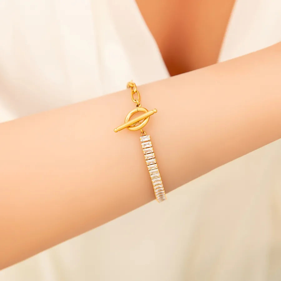 Simple Style Infinity 304 Stainless Steel 18K Gold Plated Bracelets In Bulk