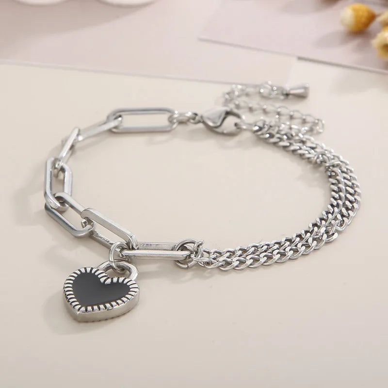 Elegant Heart Shape Titanium Steel 18K Gold Plated Bracelets In Bulk