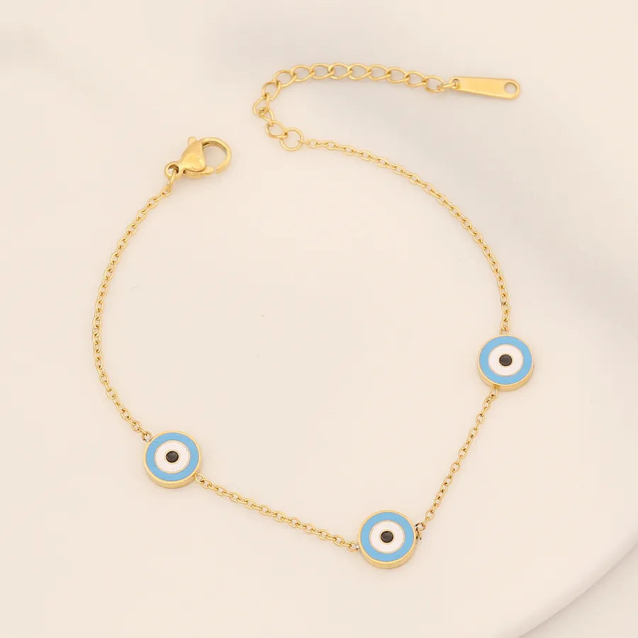 INS Style Eye Stainless Steel 18K Gold Plated Bracelets In Bulk