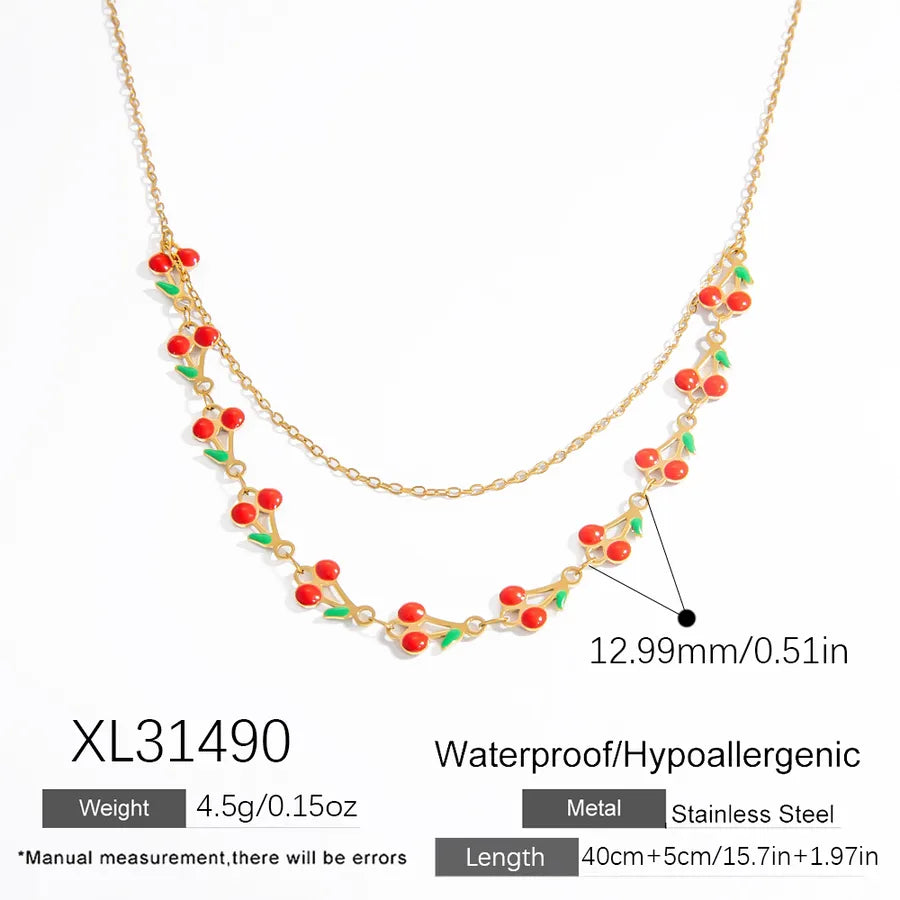 Sweet Cherry 304 Stainless Steel 18K Gold Plated  Bracelets In Bulk