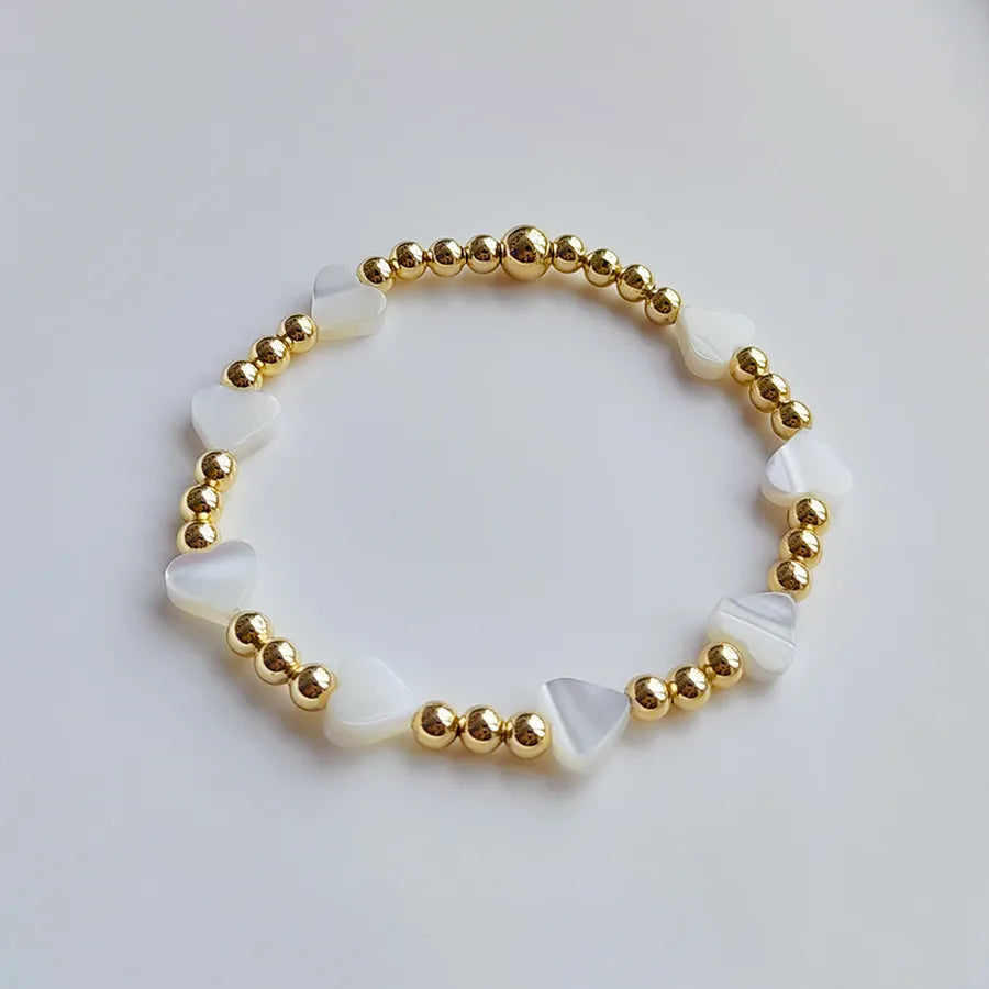 ins style heart shape shell copper plating 18k gold plated bracelets