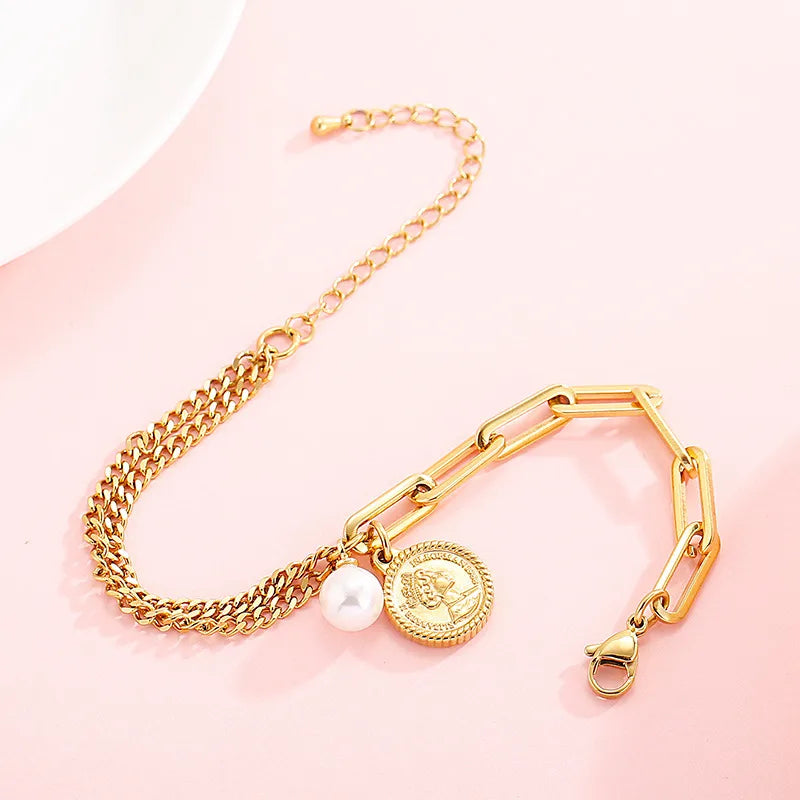 Fashion Cartoon Character Titanium Steel 18K Gold Plated Bracelets In Bulk