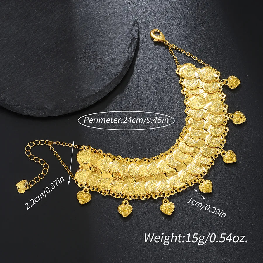 retro roman style coin copper plating 18k gold plated bracelets