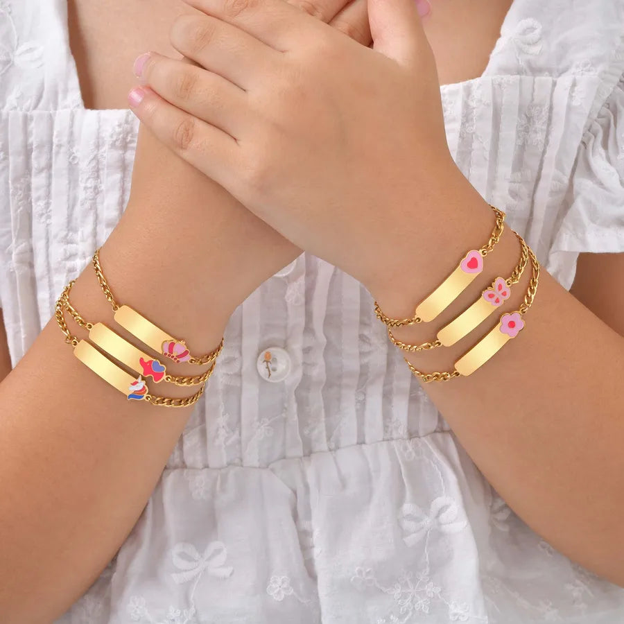 Basic Car Heart Shape Crown 304 Stainless Steel 18K Gold Plated Bracelets In Bulk