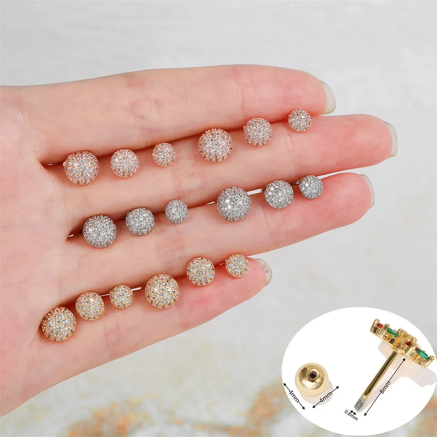 Ear Cartilage Rings & Studs Geometric Brass Gem