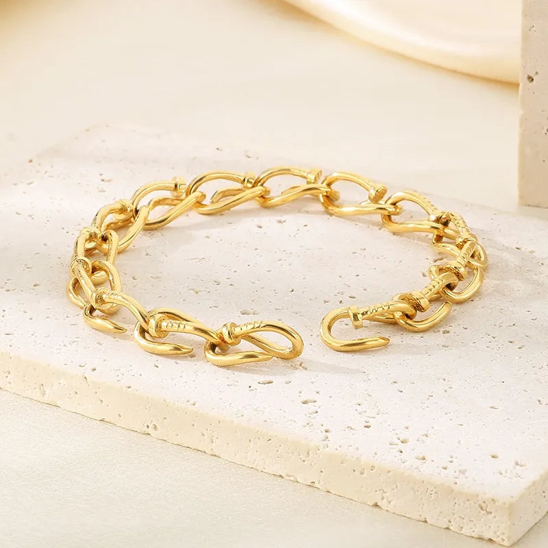 Vintage Style Geometric 304 Stainless Steel 18K Gold Plated Bracelets In Bulk