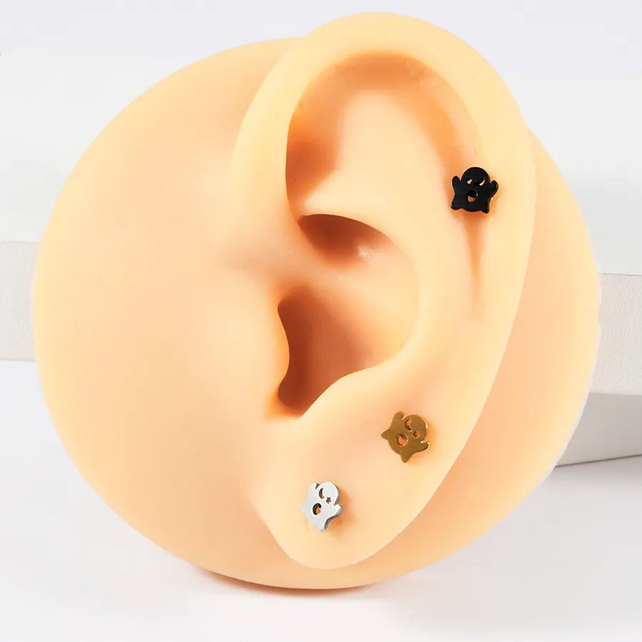 1 Piece Lip Rings Hip-Hop Hawaiian Rock Cat Skull 304 Stainless Steel Polishing Plating 18K Gold Plated Lip Rings Ear Cartilage Rings & Studs Nose Rings & Studs