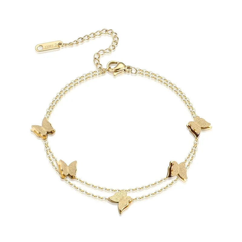 Sweet Butterfly Titanium Steel 18K Gold Plated Bracelets In Bulk