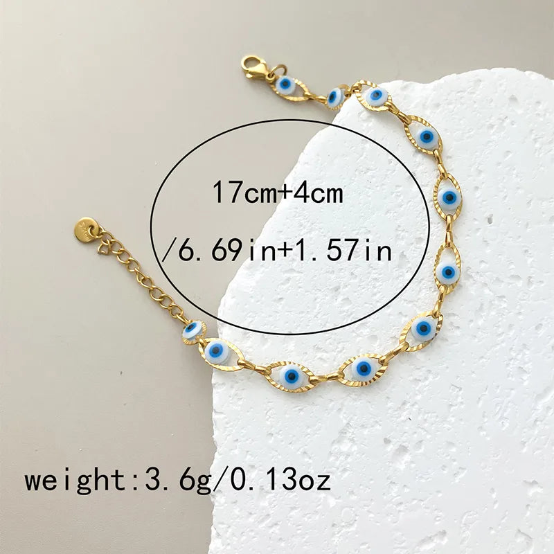 Vacation Devil's Eye 304 Stainless Steel 14K Gold Plated Bracelets In Bulk