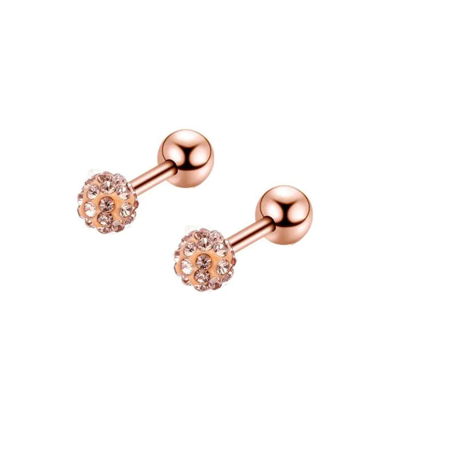 simple style geometric stainless steel inlay zircon ear studs 1 piece