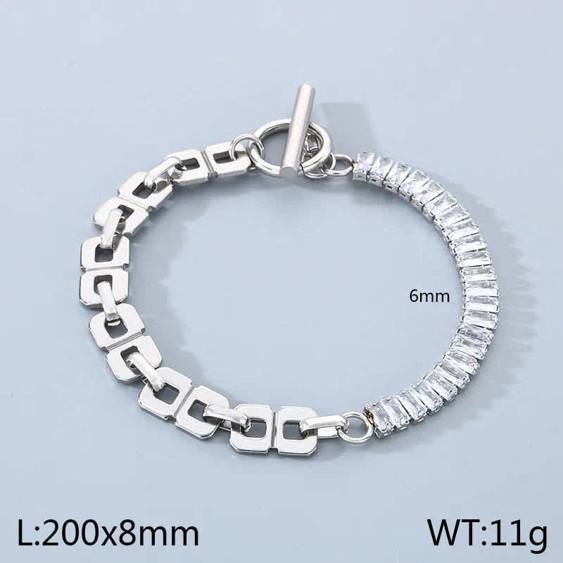 Simple Style Solid Color 304 Stainless Steel 18K Gold Plated Bracelets In Bulk
