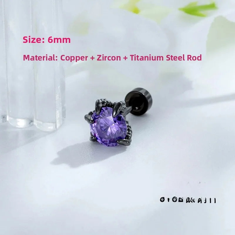 Unisex Dragon Ear Cartilage Rings & Studs with Claw Setting in 316L Stainless Steel, Multicolor