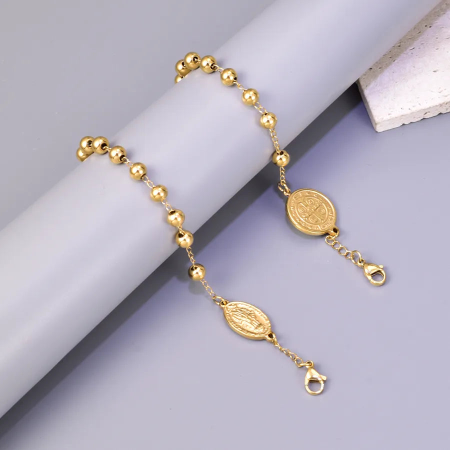 Casual Cross 304 Stainless Steel 18K Gold Plated Bracelets In Bulk
