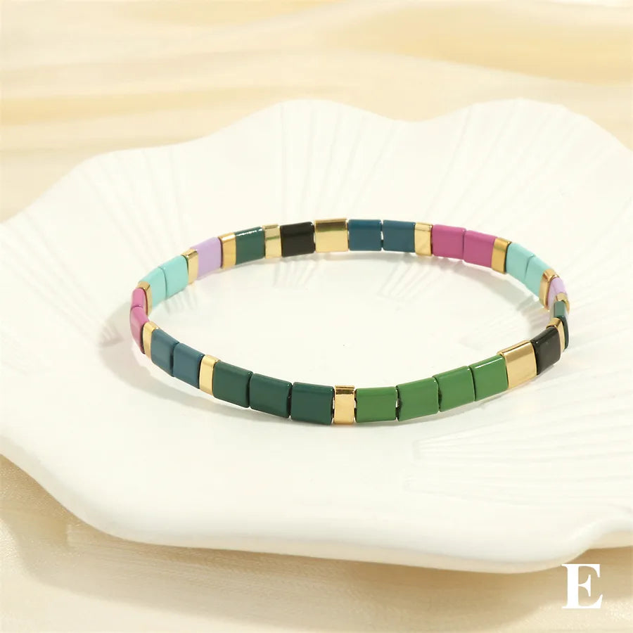 beach square copper beaded 18k gold plated bracelets