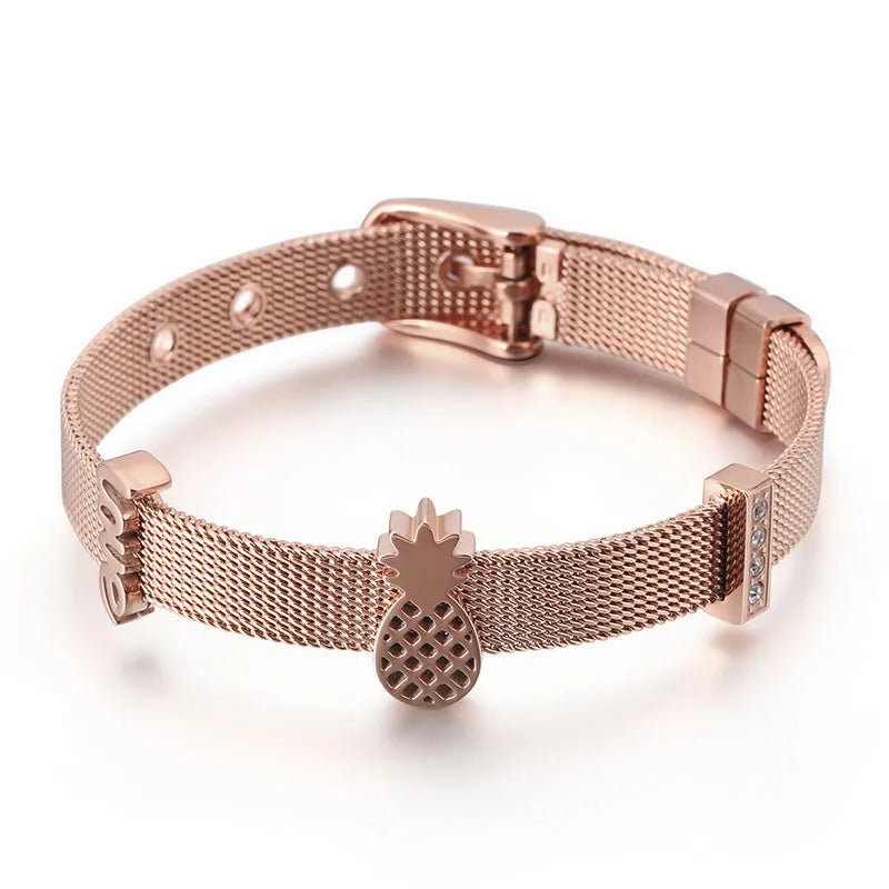 Fashion Flower Titanium Steel 18K Gold Plated Bracelets In Bulk