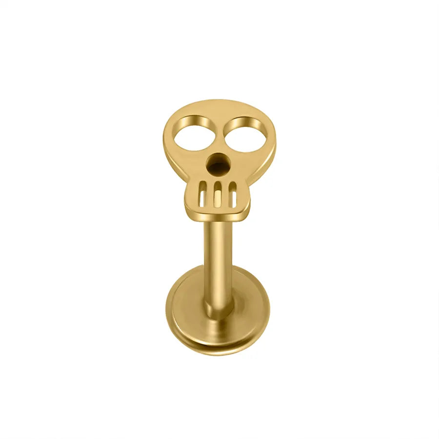 1 Piece Lip Rings Hip-Hop Hawaiian Rock Cat Skull 304 Stainless Steel Polishing Plating 18K Gold Plated Lip Rings Ear Cartilage Rings & Studs Nose Rings & Studs