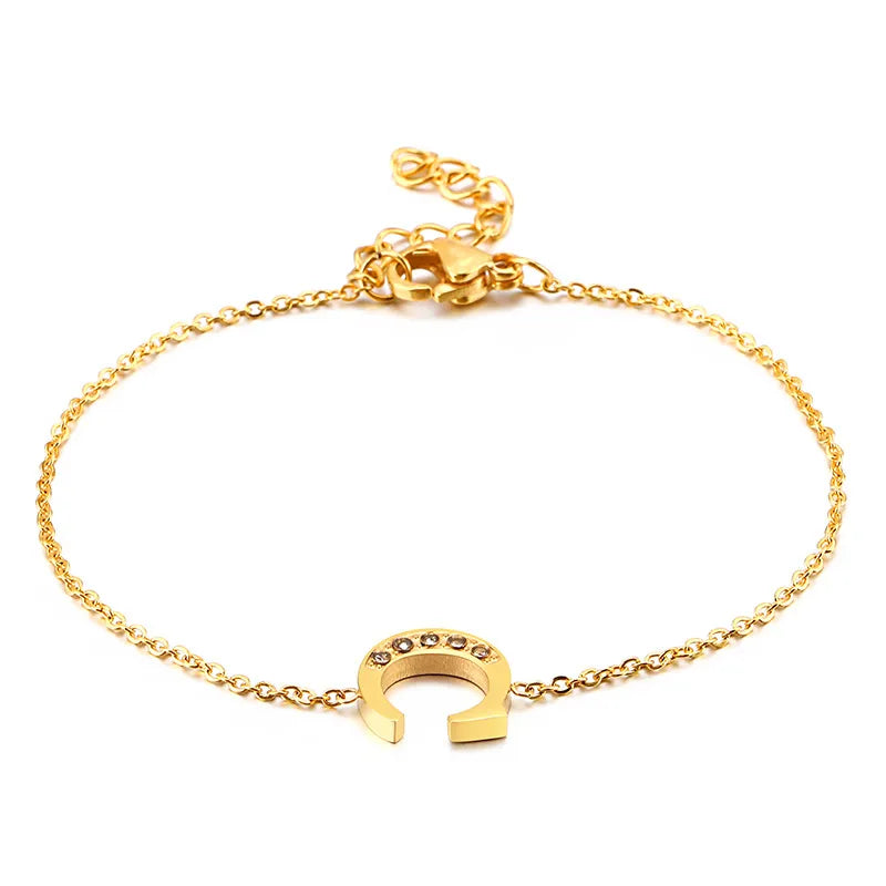 Letter 304 Stainless Steel 18K Gold Plated Bracelets In Bulk