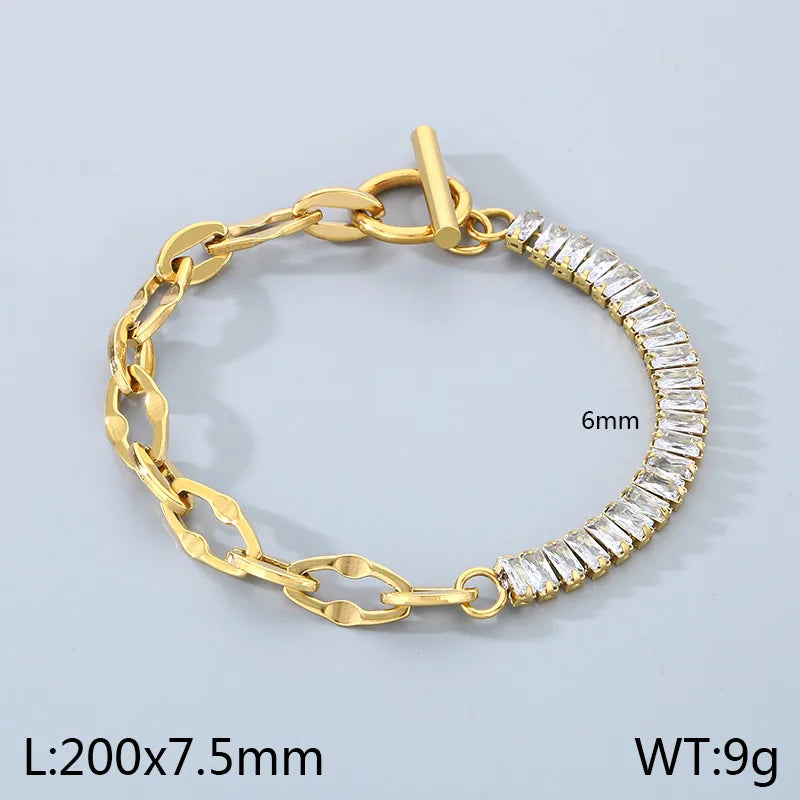 Simple Style Solid Color 304 Stainless Steel 18K Gold Plated Bracelets In Bulk