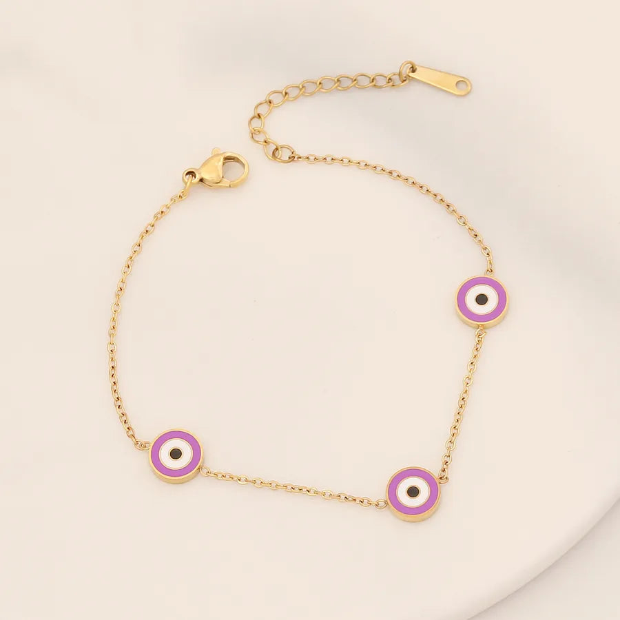 INS Style Eye Stainless Steel 18K Gold Plated Bracelets In Bulk