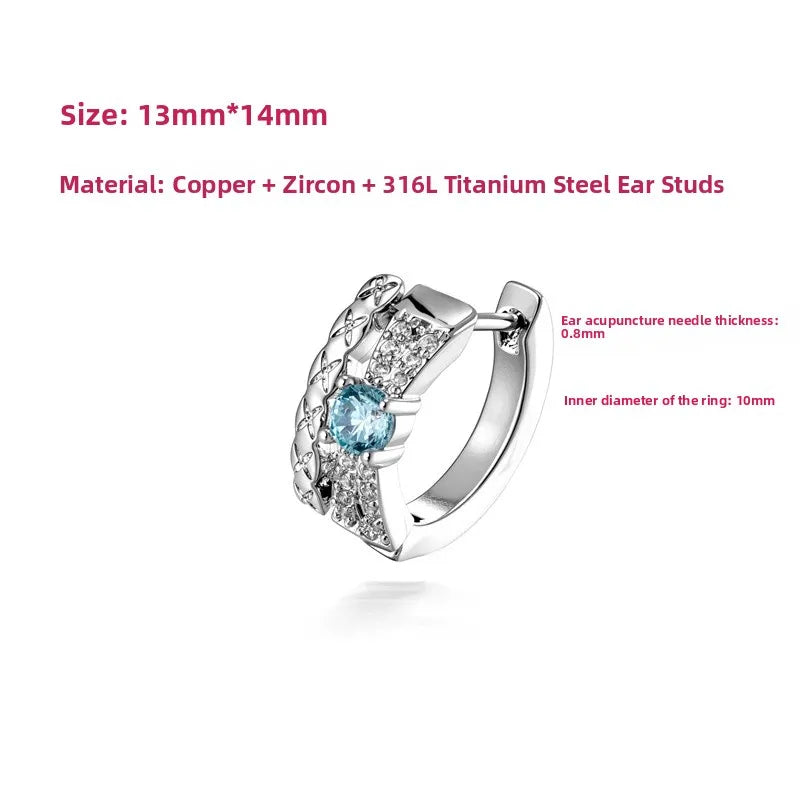 Stripe Braid Ear Cartilage Rings & Studs in 316L Stainless Steel with Zircon Inlay, Unisex