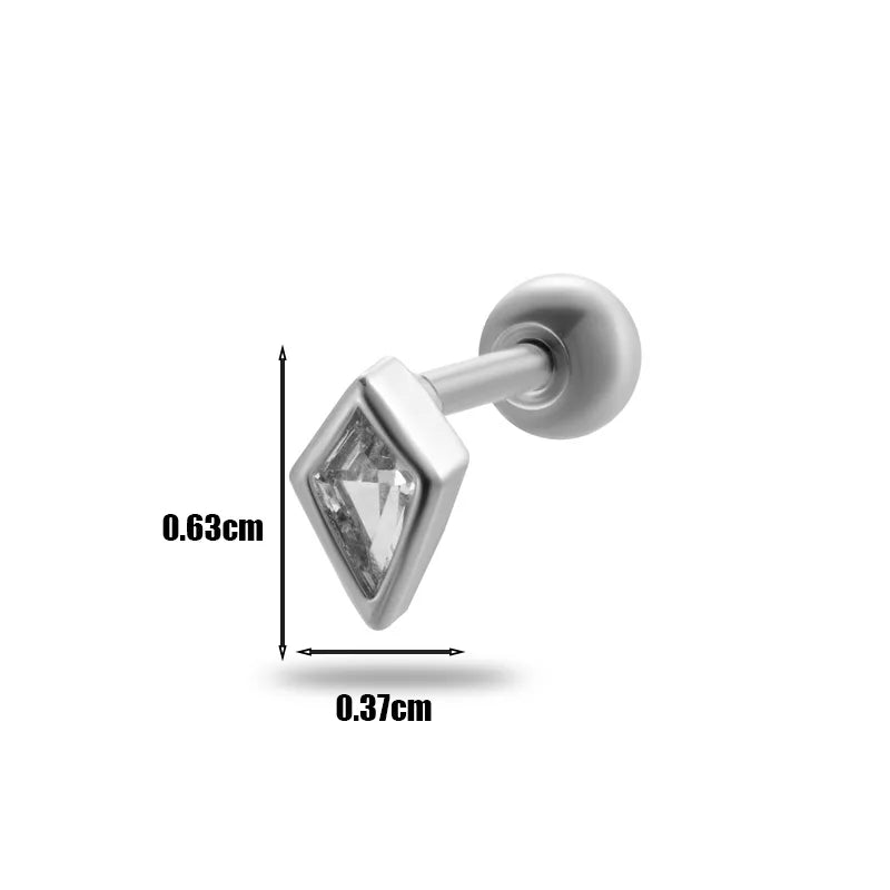 1 Piece Ear Cartilage Rings & Studs Simple Style Geometric 316L Stainless Steel  Copper Plating Inlay Zircon