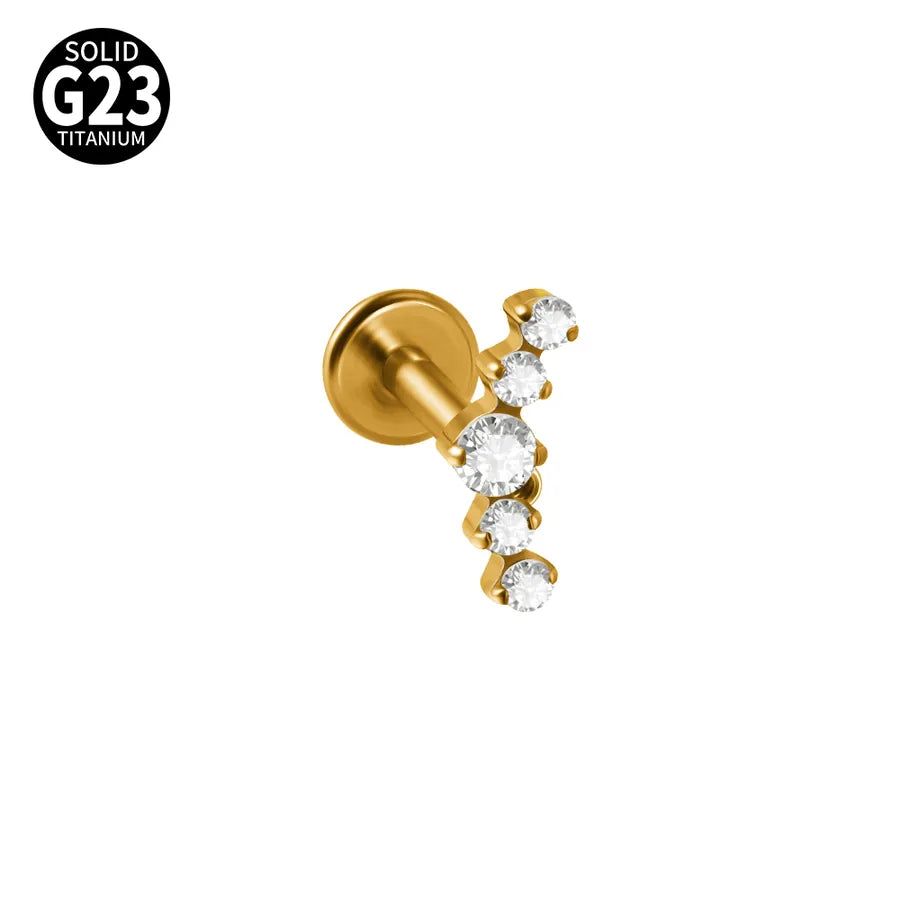 1 Piece Lip Rings Elegant Tropical Arc G23 Titanium Polishing Plating Inlay Zircon 18K Gold Plated Lip Rings Ear Cartilage Rings & Studs