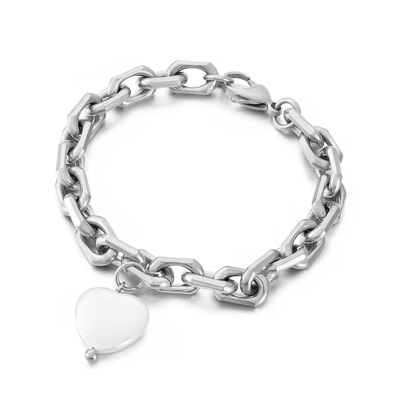 Fashion Heart Stainless Steel 18K Gold Plated Bracelets In Bulk