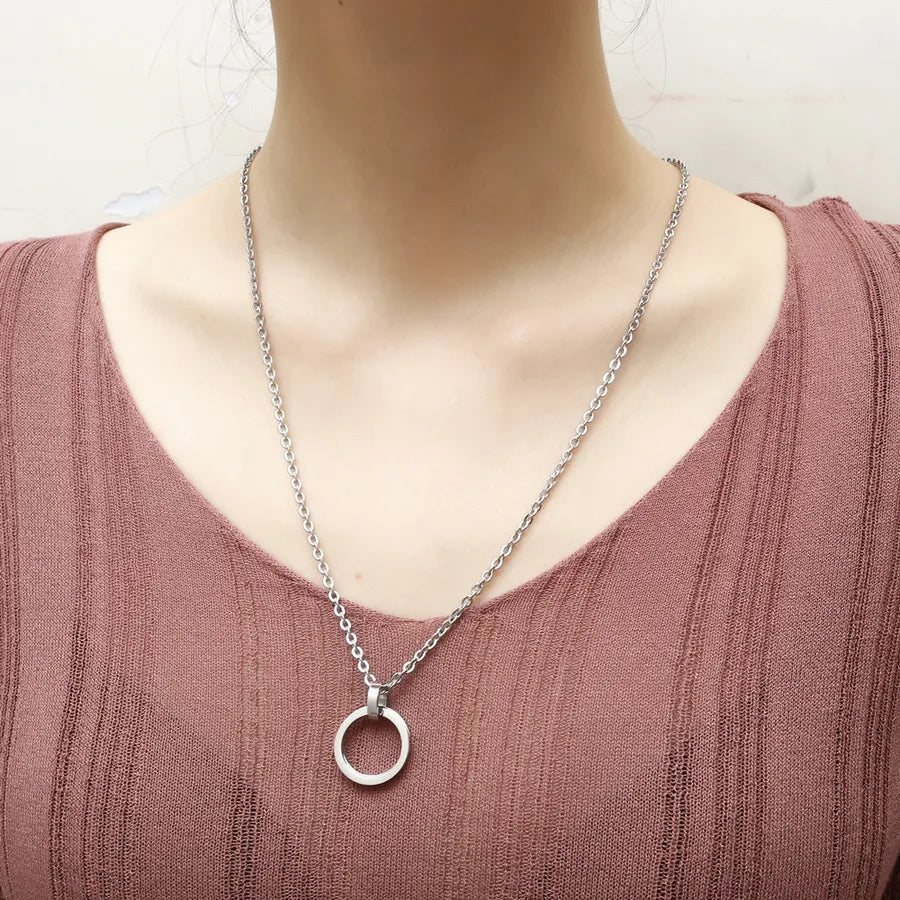 Hip-Hop Solid Color 304 Stainless Steel Polishing 18K Gold Plated Unisex Pendant Necklace