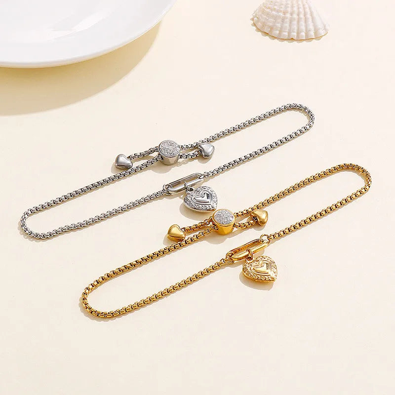 Fashion Heart Titanium Steel 18K Gold Plated Bracelets In Bulk