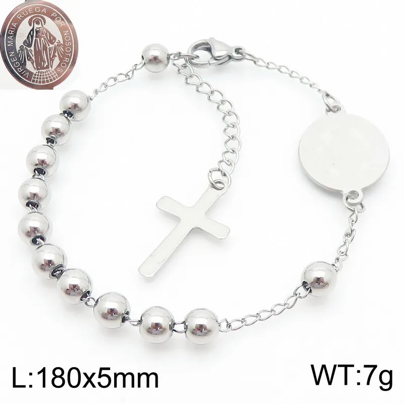 Basic Streetwear Cross Stainless Steel 18K Gold Plated Bracelets In Bulk
