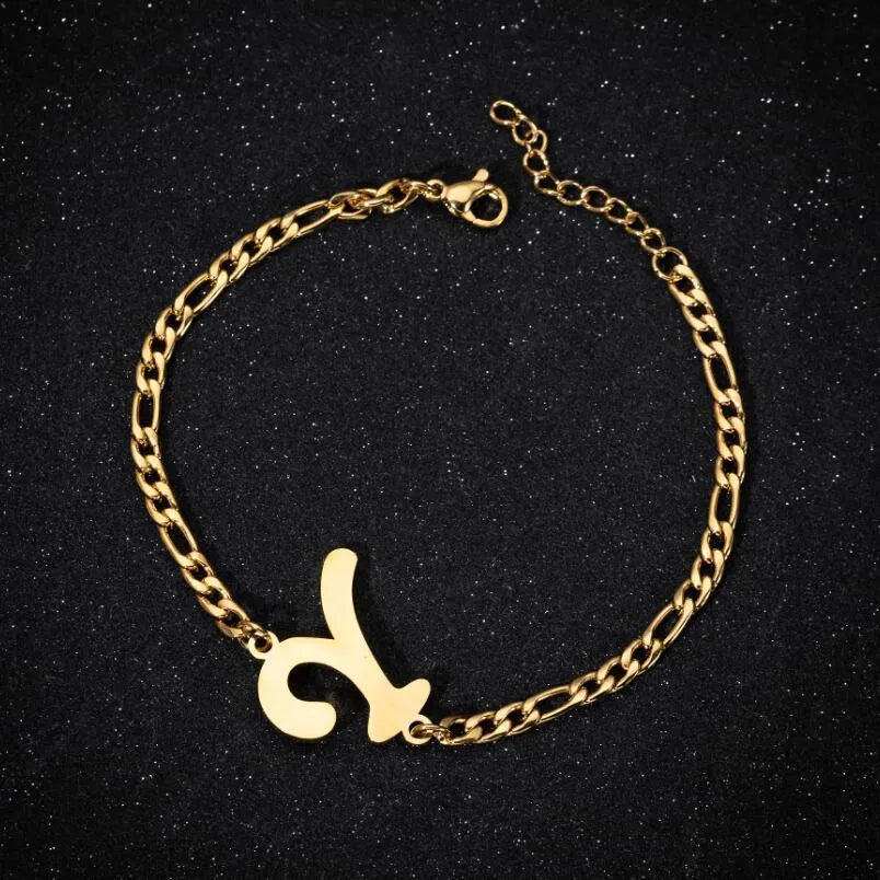 Fashion Letter 201 Stainless Steel 18K Gold Plated Bracelets In Bulk