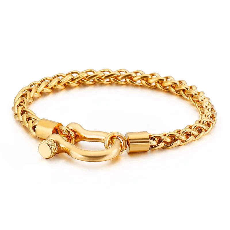 Fashion Geometric Titanium Steel 18K Gold Plated Bracelets In Bulk