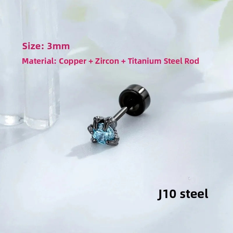 Unisex Dragon Ear Cartilage Rings & Studs with Claw Setting in 316L Stainless Steel, Multicolor