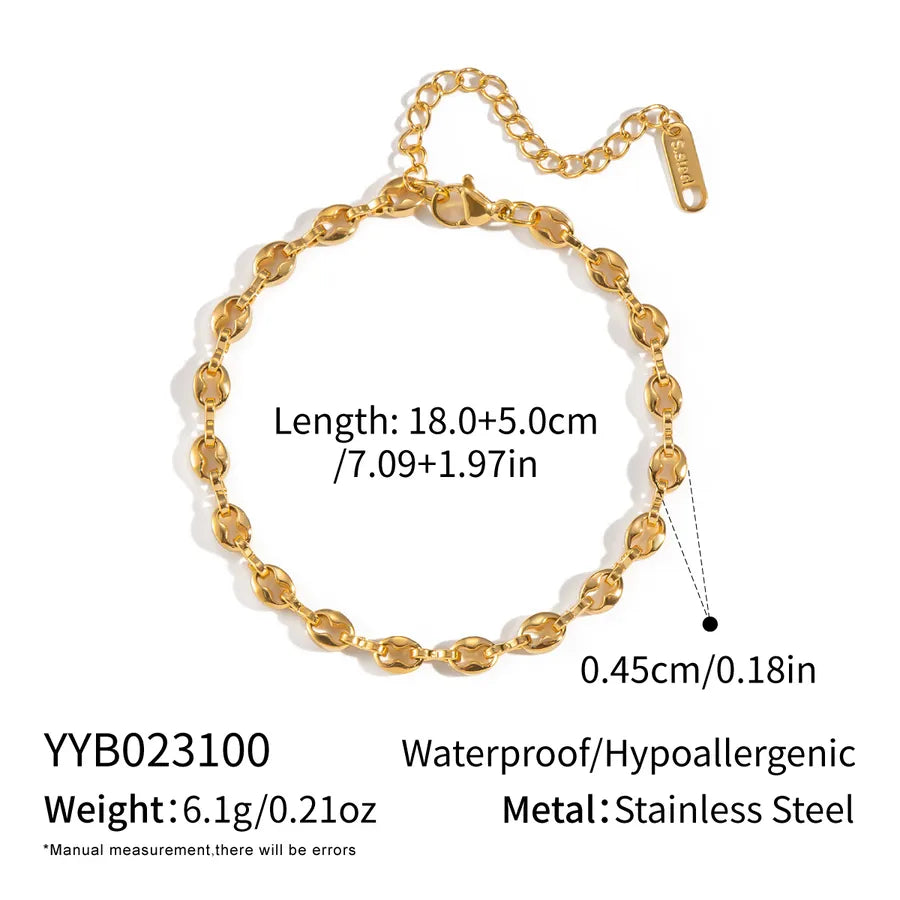 Modern Style Geometric 201 Stainless Steel 18K Gold Plated Bracelets In Bulk