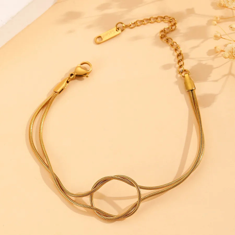 Simple Style Round Titanium Steel 18K Gold Plated Bracelets In Bulk