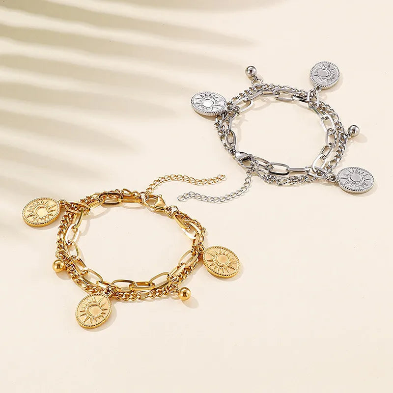 Fashion Geometric Titanium Steel 18K Gold Plated Bracelets In Bulk