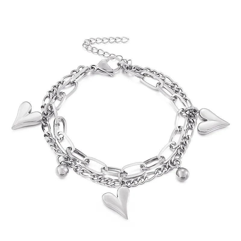 Fashion Heart Titanium Steel 18K Gold Plated Bracelets In Bulk