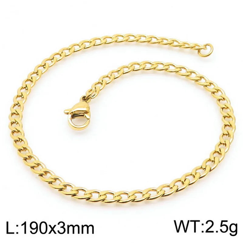 Trendy Personalized Hip Hop Stainless Steel NK Chain Bracelet  Style Geometry Pattern Vacuum Plated 18K Gold