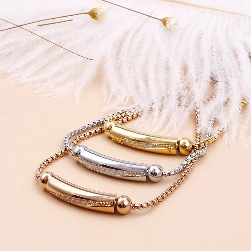 Fashion Geometric Titanium Steel 18K Gold Plated Bracelets In Bulk