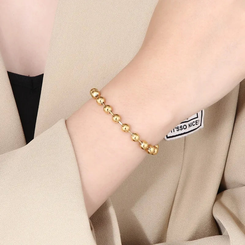 Simple Style Round Stainless Steel 18K Gold Plated Bracelets In Bulk