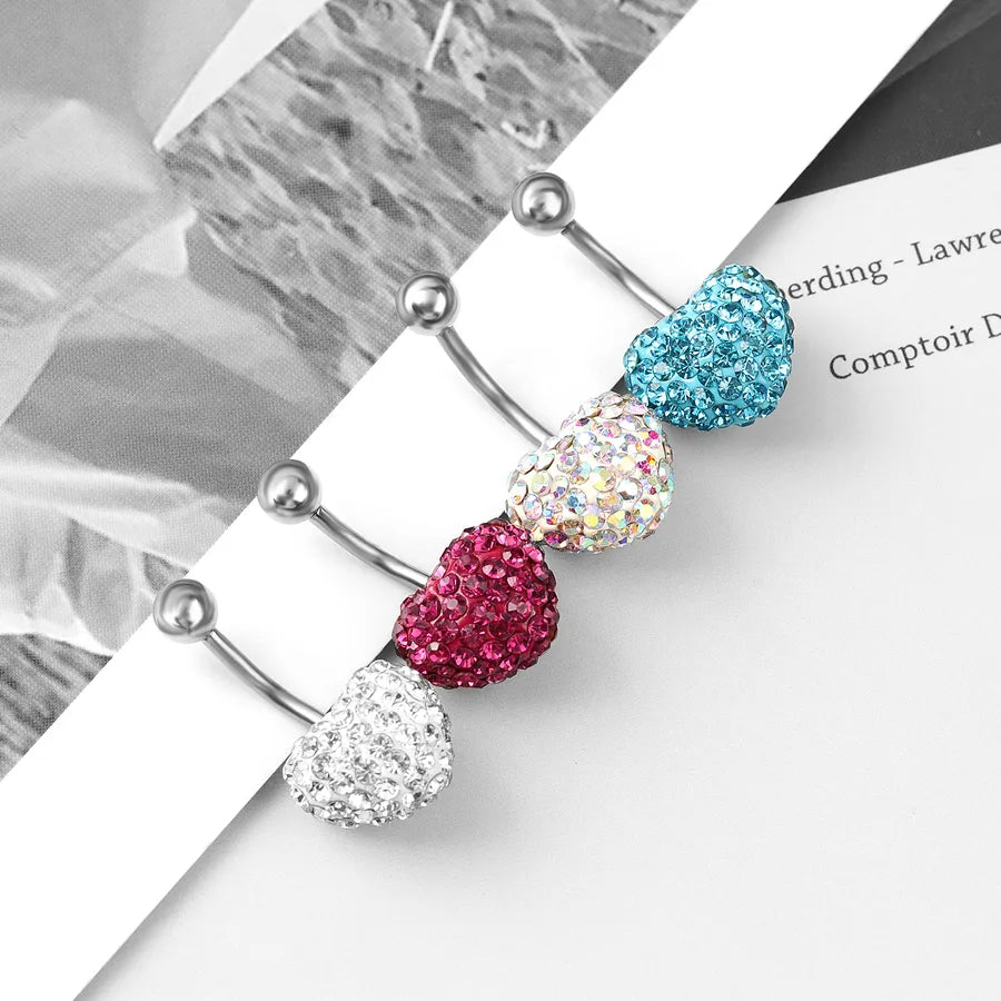1 Piece Belly Rings Sexy Cool Style Heart Shape 316L Stainless Steel  Alloy Plating Rhinestones