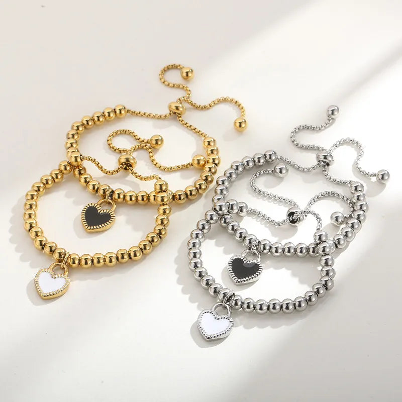 Sweet Heart Shape Titanium Steel 18K Gold Plated Bracelets In Bulk