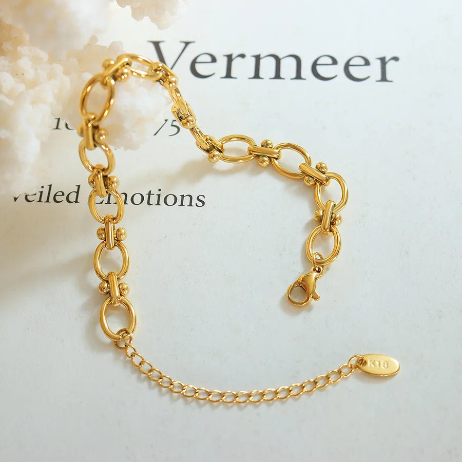 Simple Style Geometric Titanium Steel 18K Gold Plated Bracelets In Bulk