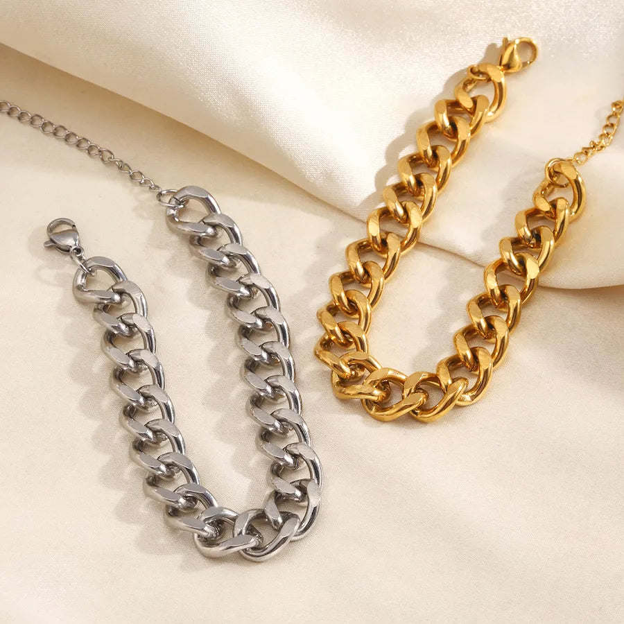 Rock Streetwear Geometric 304 Stainless Steel 18K Gold Plated Bracelets In Bulk