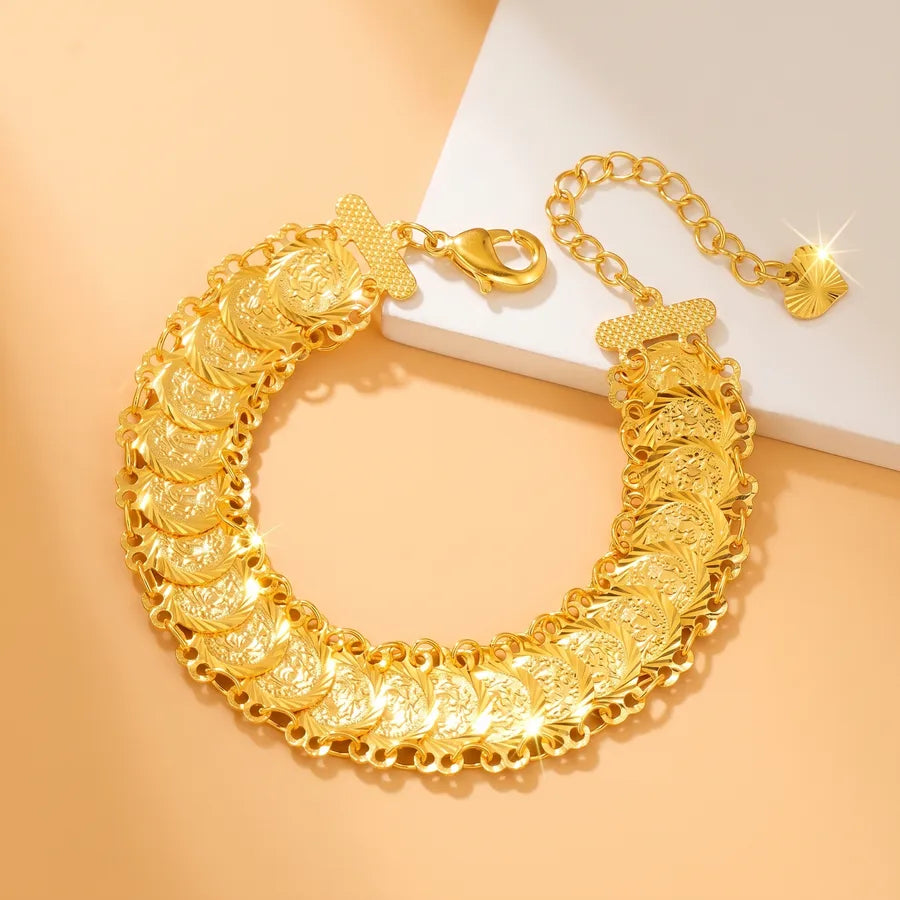 retro roman style coin copper plating 18k gold plated bracelets